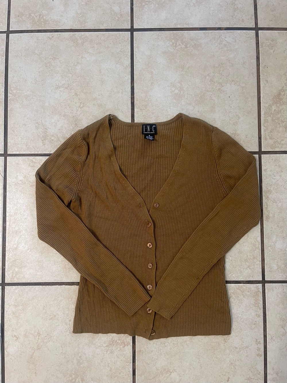 INC International Concepts Women's Ribbed V-Neck Cardigan - Dark Green